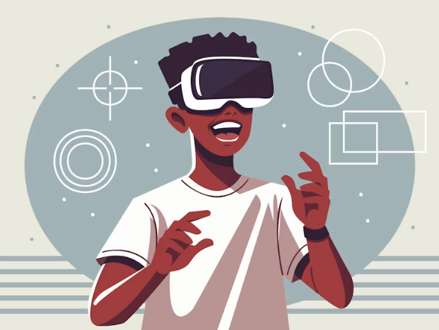 a boy playing VR